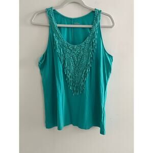 New York & Company Crochet Trim Tank Top Large